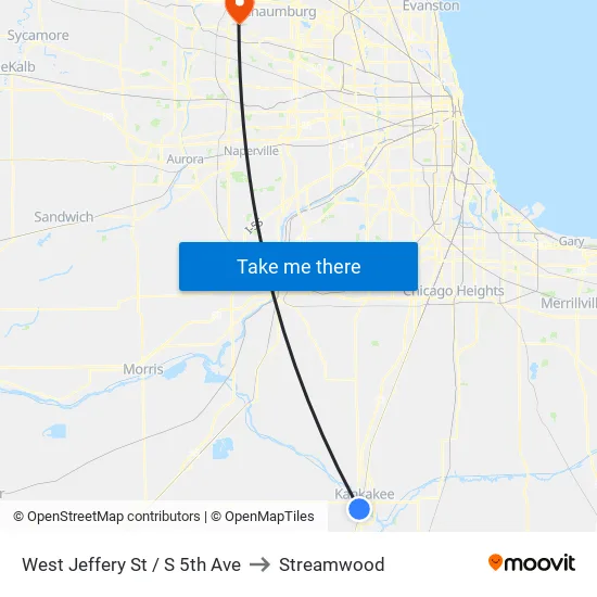 West Jeffery St / S 5th Ave to Streamwood map