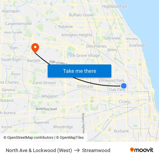 North Ave & Lockwood (West) to Streamwood map