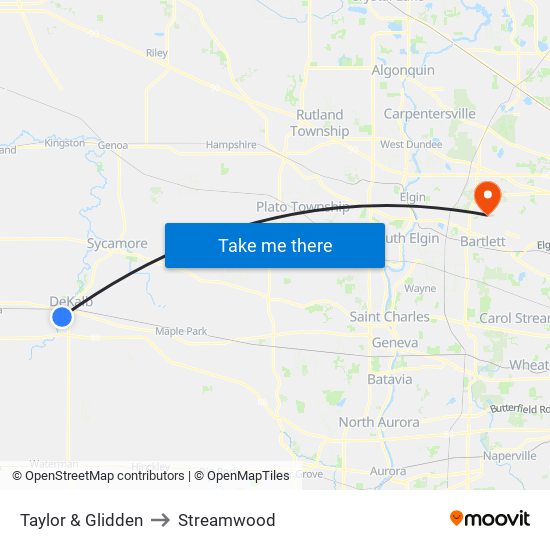 Taylor & Glidden to Streamwood map