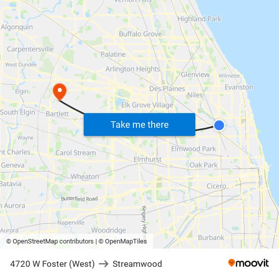 4720 W Foster (West) to Streamwood map