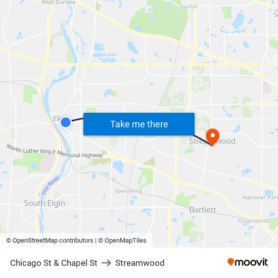 Chicago St & Chapel St to Streamwood map