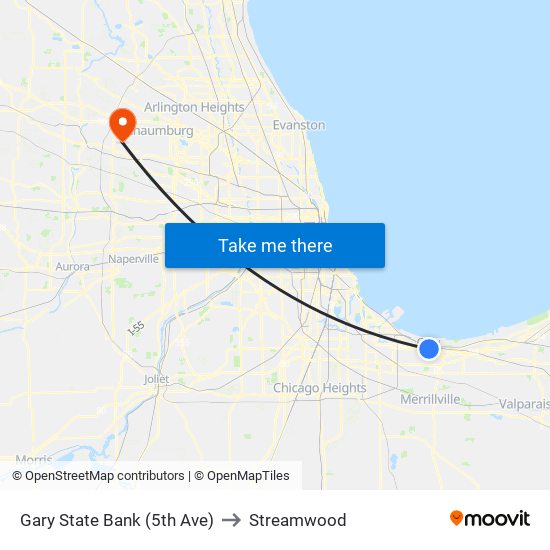 Gary State Bank (5th Ave) to Streamwood map