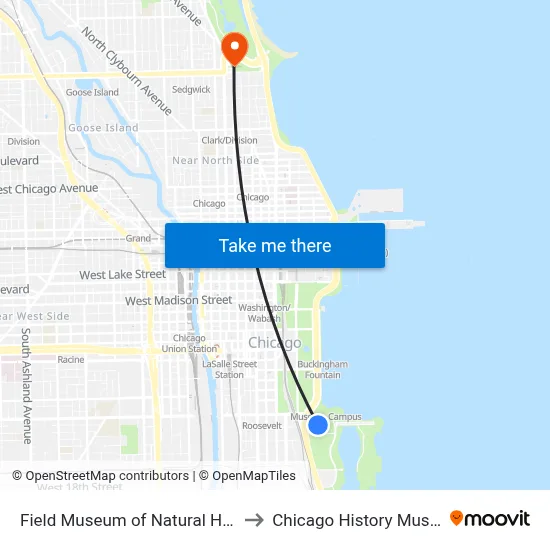 Field Museum of Natural History to Chicago History Museum map