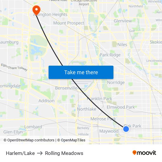 Harlem/Lake to Rolling Meadows map