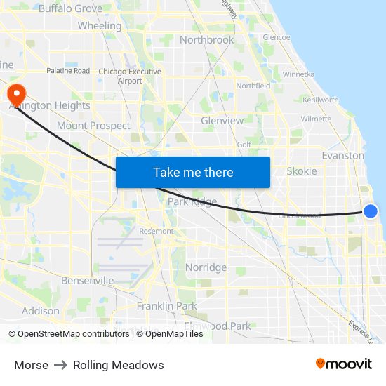Morse to Rolling Meadows map