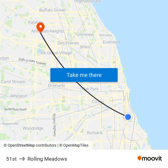 51st to Rolling Meadows map