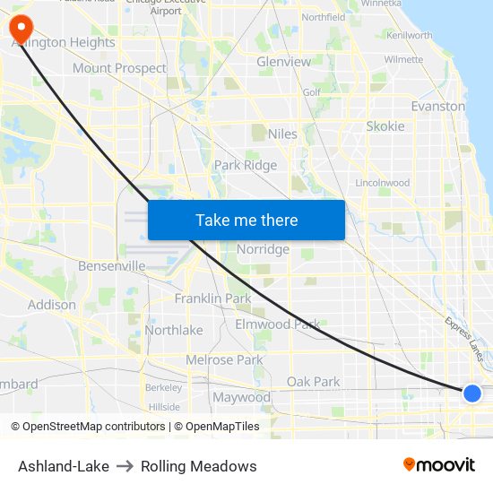 Ashland-Lake to Rolling Meadows map