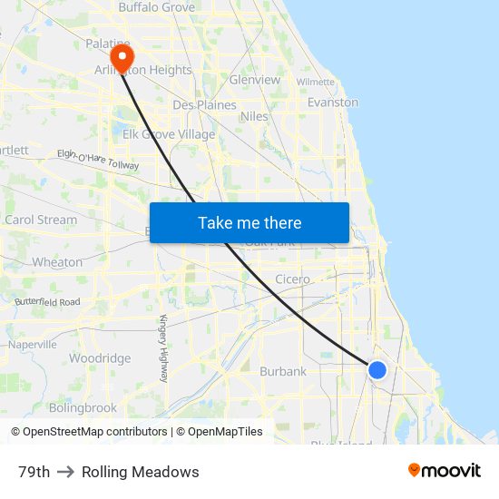 79th to Rolling Meadows map