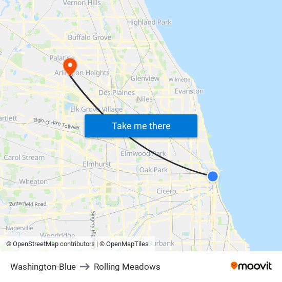 Washington-Blue to Rolling Meadows map