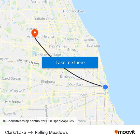 Clark/Lake to Rolling Meadows map