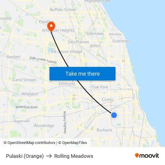 Pulaski (Orange) to Rolling Meadows map