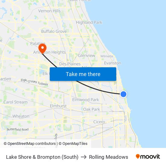 Lake Shore & Brompton (South) to Rolling Meadows map