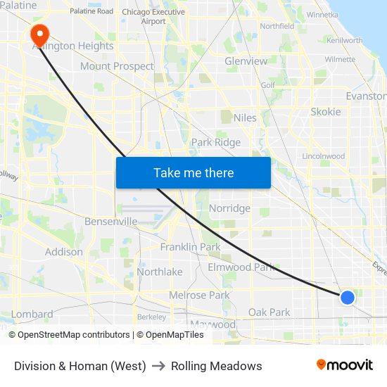 Division & Homan (West) to Rolling Meadows map