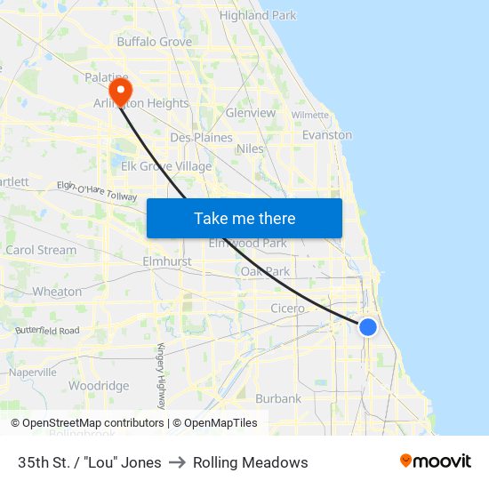 35th St. / "Lou" Jones to Rolling Meadows map