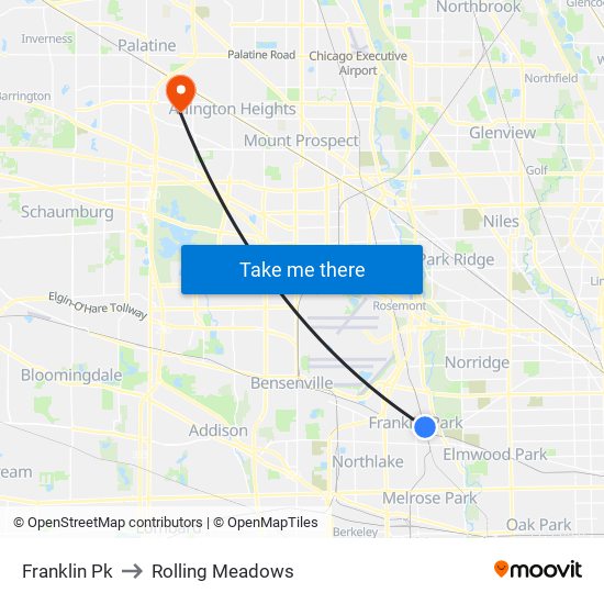 Franklin Pk to Rolling Meadows map