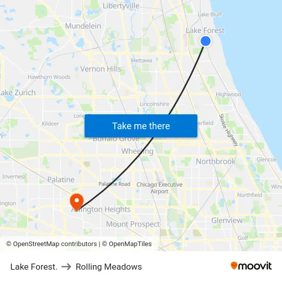 Lake Forest. to Rolling Meadows map