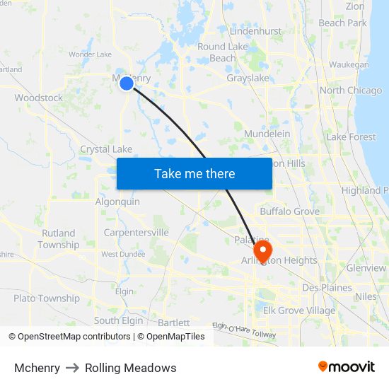 Mchenry to Rolling Meadows map