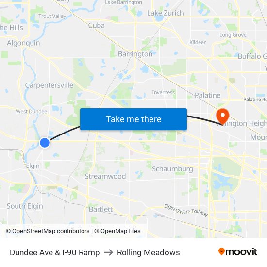 Dundee Ave & I-90 Ramp to Rolling Meadows map