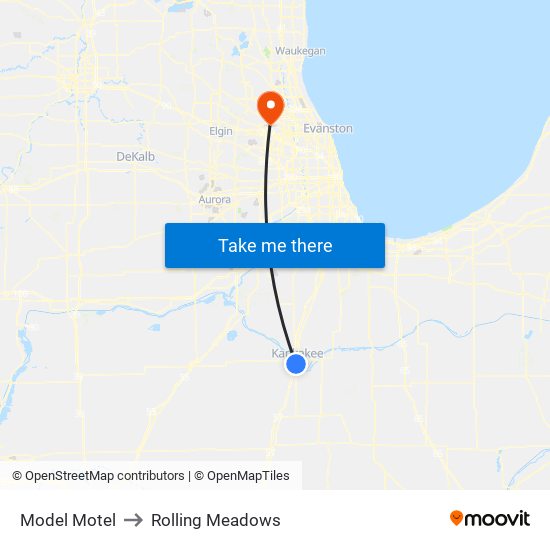 Model Motel to Rolling Meadows map