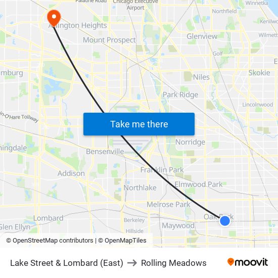 Lake Street & Lombard (East) to Rolling Meadows map