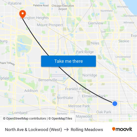 North Ave & Lockwood (West) to Rolling Meadows map