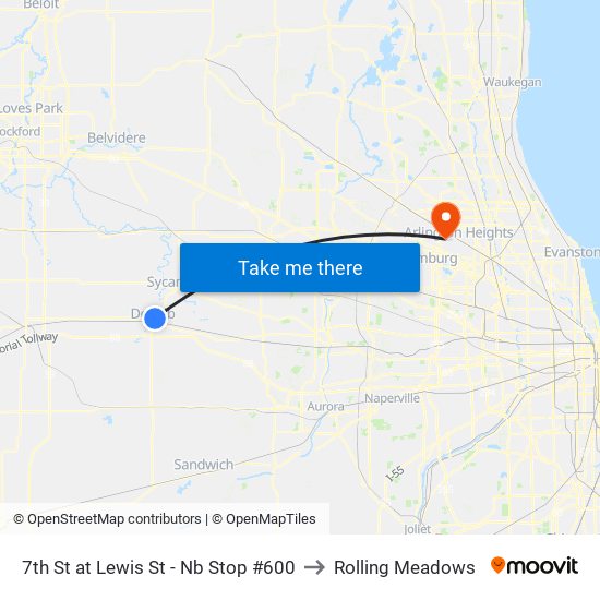7th St at Lewis St - Nb Stop #600 to Rolling Meadows map