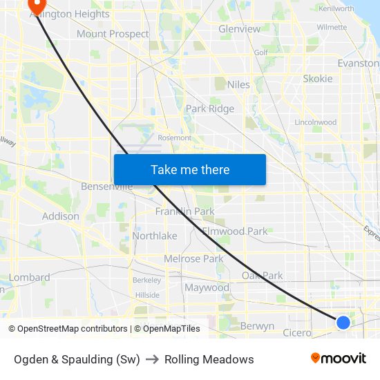 Ogden & Spaulding (Sw) to Rolling Meadows map