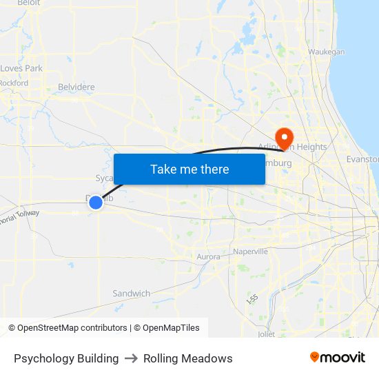 Psychology Building to Rolling Meadows map