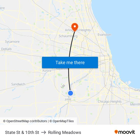 State St & 10th St to Rolling Meadows map