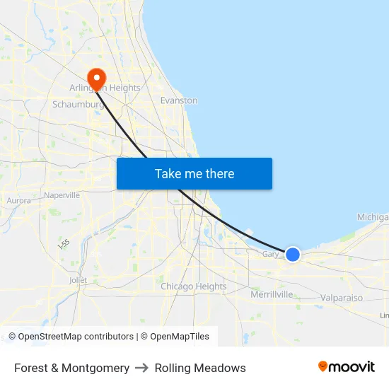 Forest & Montgomery to Rolling Meadows map