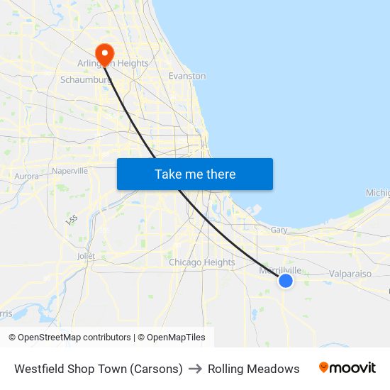 Westfield Shop Town (Carsons) to Rolling Meadows map