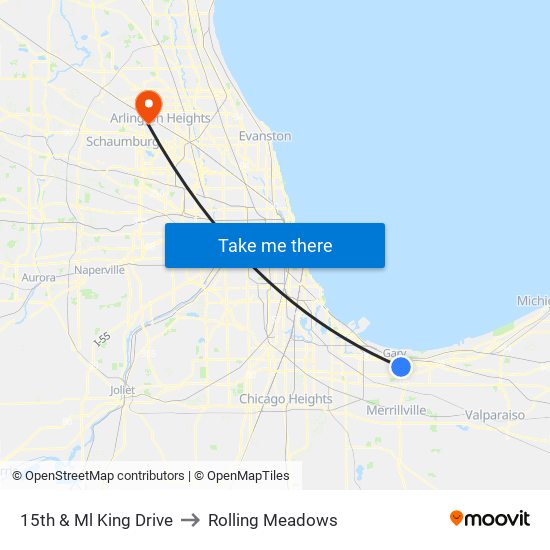 15th & Ml King Drive to Rolling Meadows map