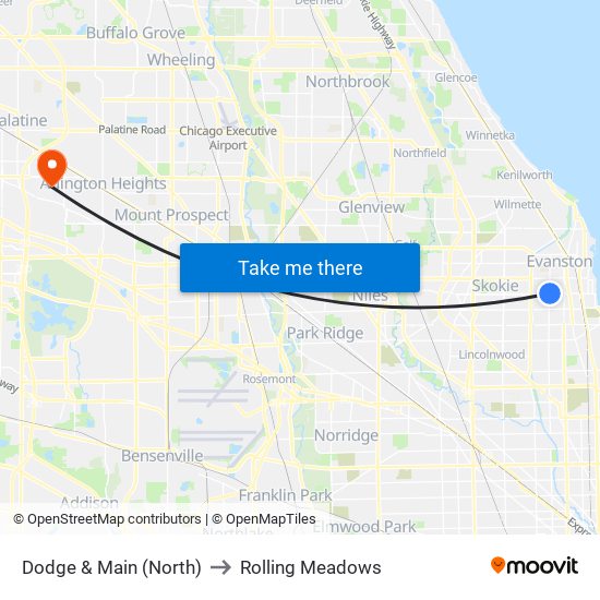 Dodge & Main (North) to Rolling Meadows map