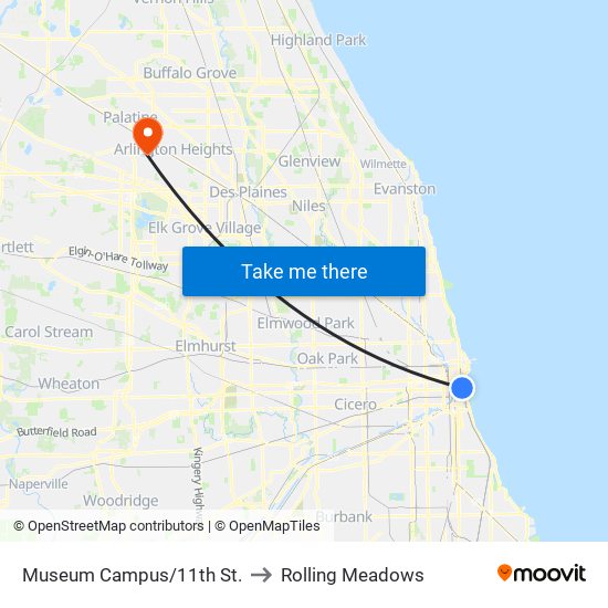 Museum Campus/11th St. to Rolling Meadows map