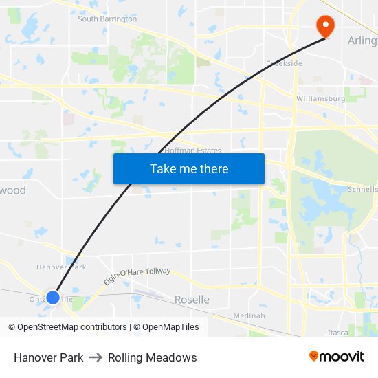 Hanover Park to Rolling Meadows map