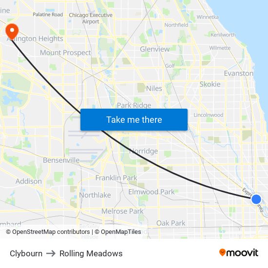 Clybourn to Rolling Meadows map