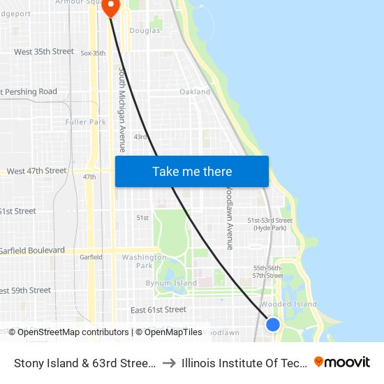 Stony Island & 63rd Street (North) to Illinois Institute Of Technology map