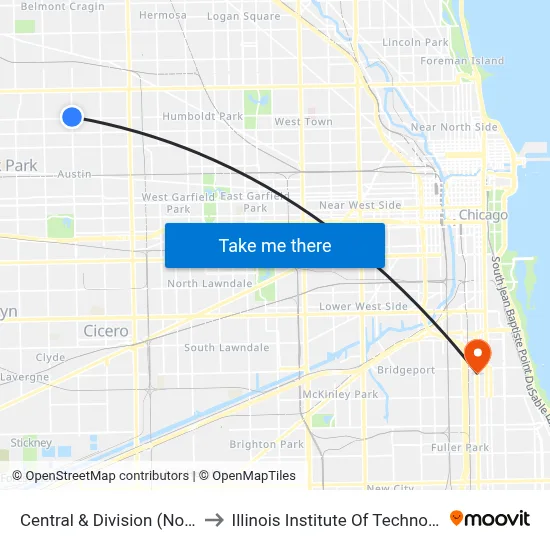 Central & Division (North) to Illinois Institute Of Technology map