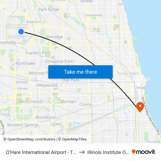 O'Hare International Airport - Terminal 2 Departures to Illinois Institute Of Technology map