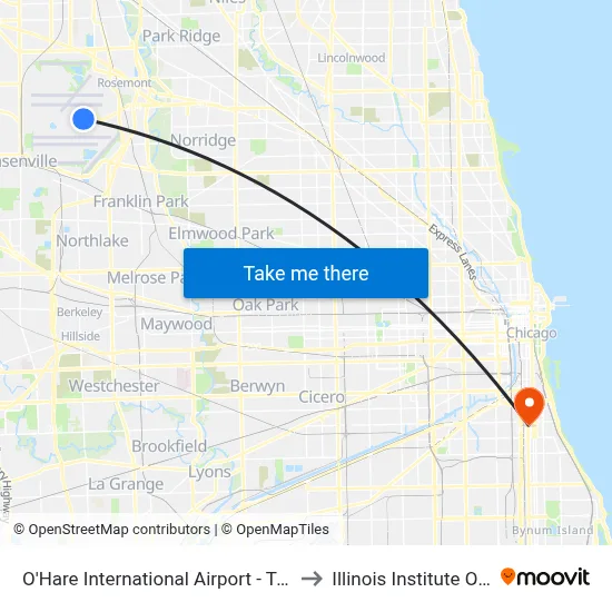 O'Hare International Airport - Terminal 3 Departures to Illinois Institute Of Technology map