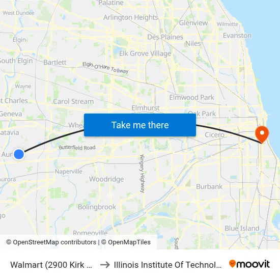 Walmart (2900 Kirk Rd) to Illinois Institute Of Technology map