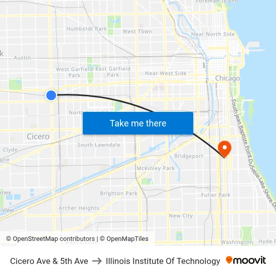 Cicero Ave & 5th Ave to Illinois Institute Of Technology map