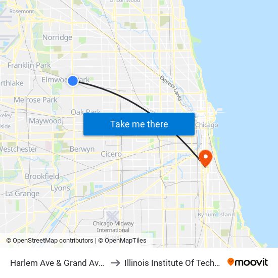 Harlem Ave & Grand Ave (Sw) to Illinois Institute Of Technology map
