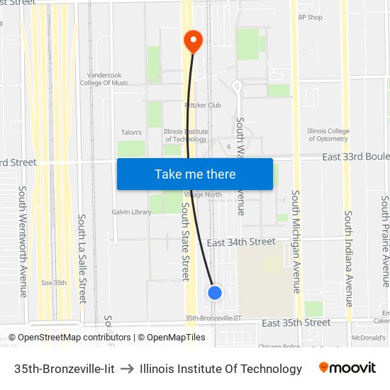 35th-Bronzeville-Iit to Illinois Institute Of Technology map