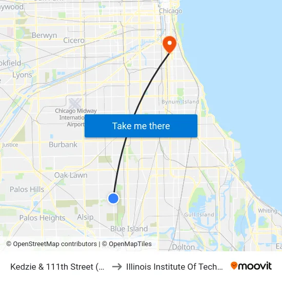 Kedzie & 111th Street (South) to Illinois Institute Of Technology map