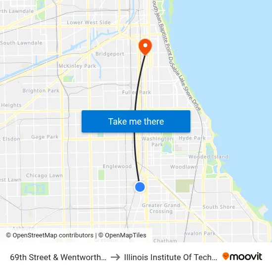 69th Street & Wentworth (East) to Illinois Institute Of Technology map