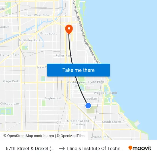 67th Street & Drexel (East) to Illinois Institute Of Technology map