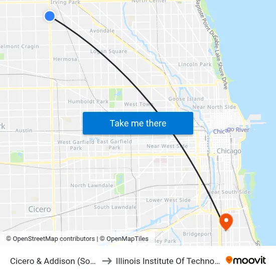 Cicero & Addison (South) to Illinois Institute Of Technology map