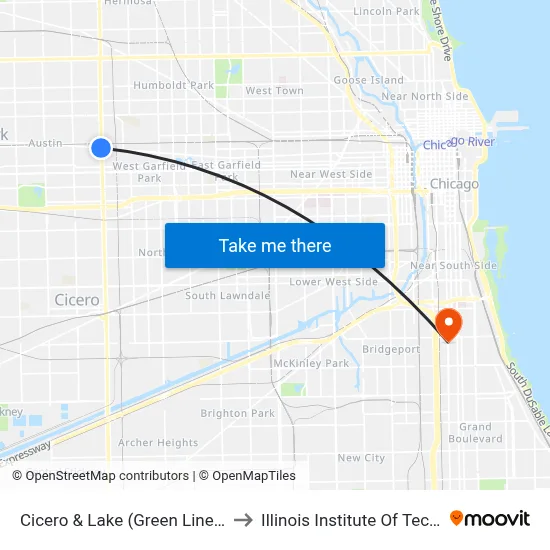 Cicero & Lake (Green Line) (South) to Illinois Institute Of Technology map