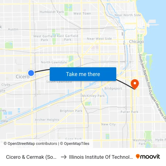 Cicero & Cermak (South) to Illinois Institute Of Technology map